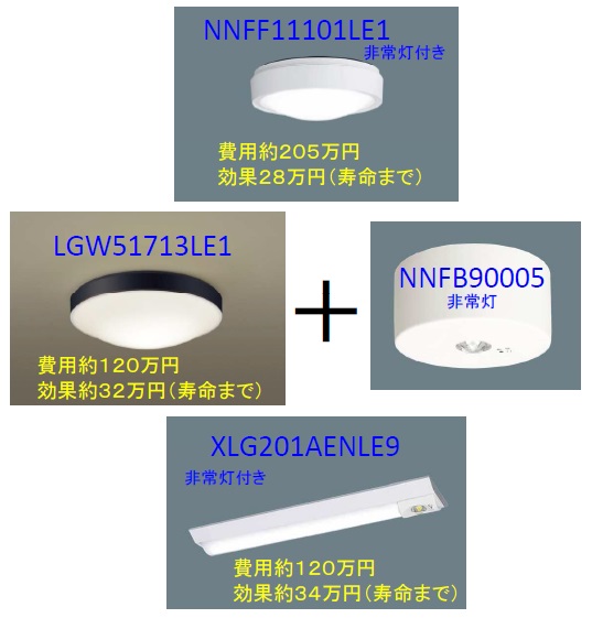 F館2階から上のエレベータ前照明